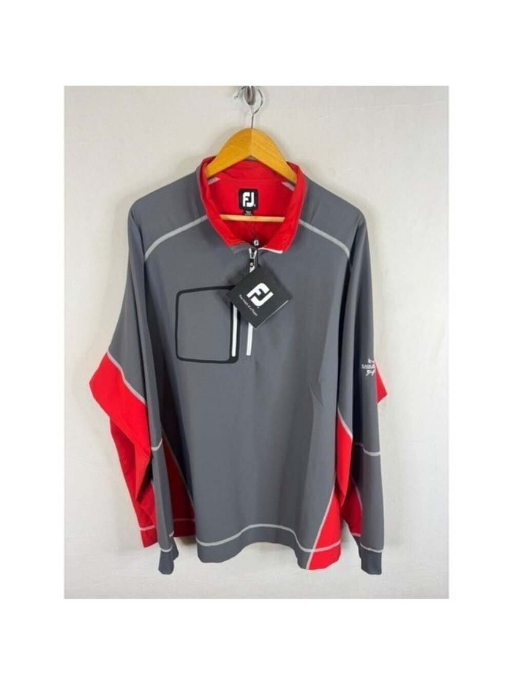 FootJoy Mens Wind Shell Pullover 23393 XXL Charcoal Red Eaglecrest Golf Club